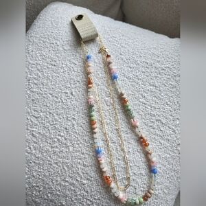 Anthropologie,  Serefina, Beaded and Chain Link Necklace Set, Gold/Multi - NWT!